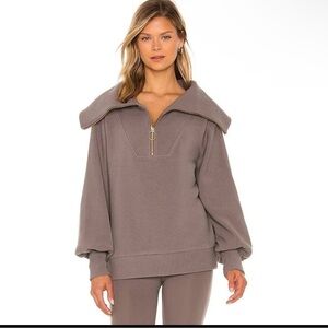 Varley Vine Half Zip Sweatshirt Ottoman Taupe Oversized Pullover XXS